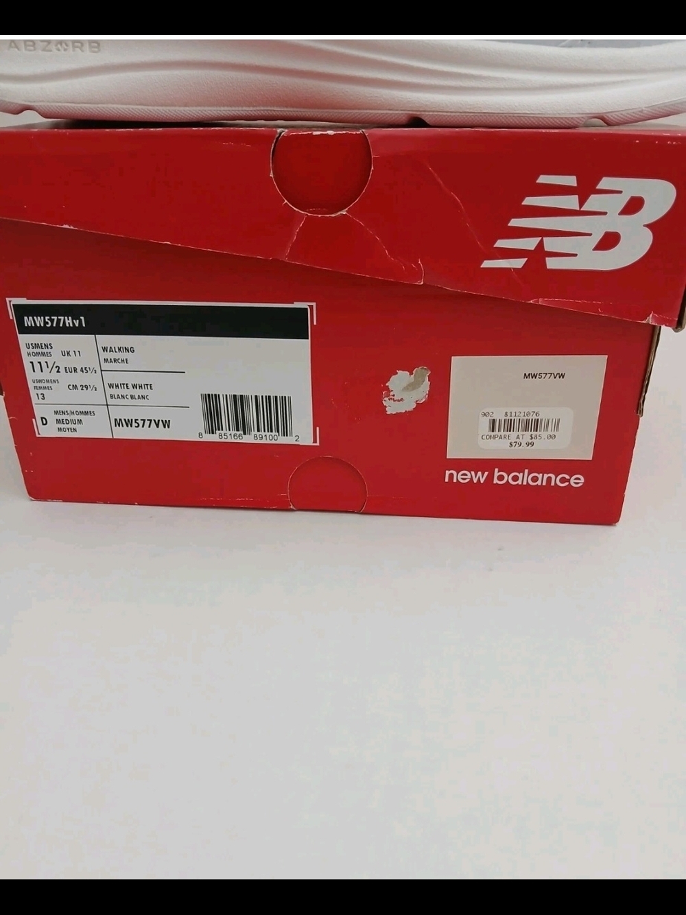 New Balance Men's Size 11.5 White White Walking Marche D Medium Moyen $50 - Picture 13 of 13